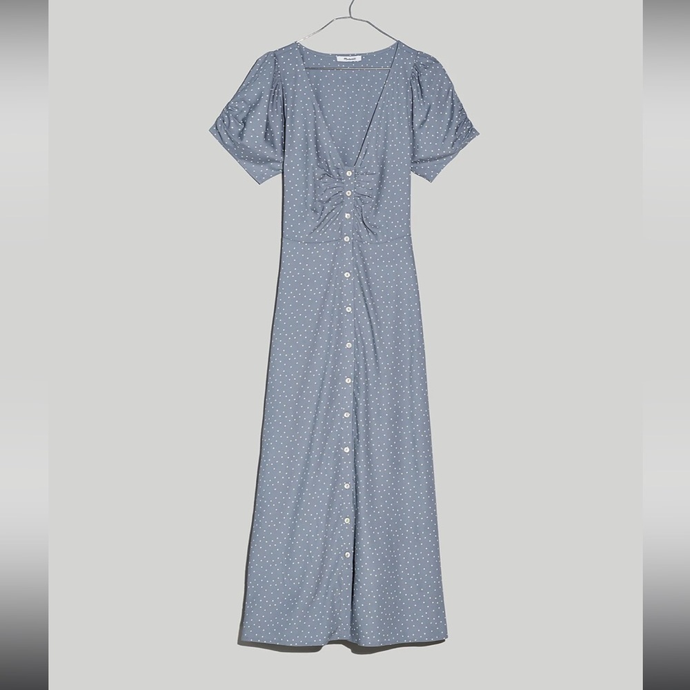 Leedra button up midi dress in dot size 2 madewell